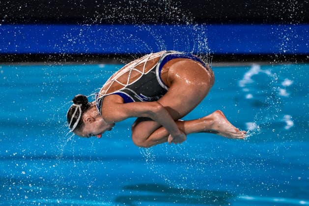 Neutral Athletes B compete in the artistic swimming Team Free Final during the European Aquatics Championships at the Olympic Aquatic Center in Paris (France), August 3, 2026. Andrea Masini Deepbluemedia Insidefoto