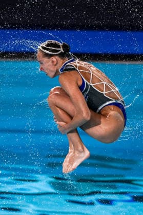 Neutral Athletes B compete in the artistic swimming Team Free Final during the European Aquatics Championships at the Olympic Aquatic Center in Paris (France), August 3, 2026. Andrea Masini Deepbluemedia Insidefoto