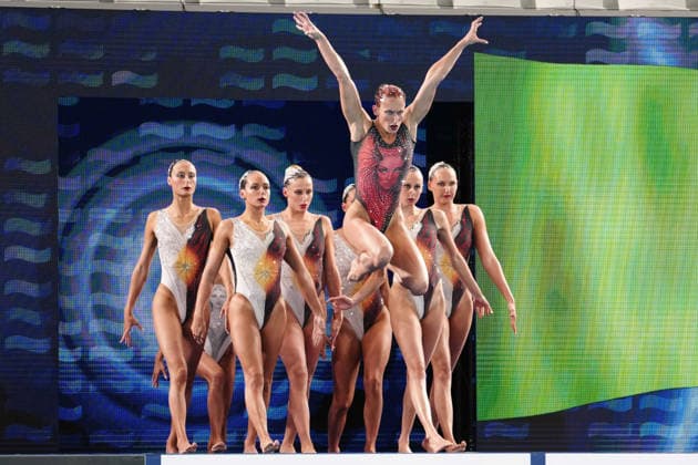 Artistic Swimming, Team Free Final, team Italy, winner of the bronze medal at the European Aquatics Championships Paris 2026, Paris, August 03, 2026 .  Copyright: xGianxMattiaxD Alberto LaPressex