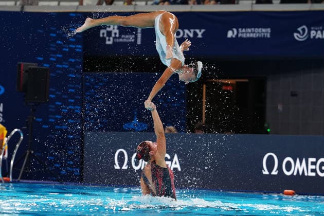 Artistic Swimming, Team Free Final, team Italy, winner of the bronze medal at the European Aquatics Championships Paris 2026, Paris, August 03, 2026 .  Copyright: xGianxMattiaxD Alberto LaPressex