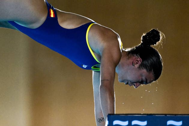 Valeria Angelina Antolino Pacheco of Spain competes in the diving 10m Platform Women Preliminary during the European Aquatics Championships at the Olympic Aquatic Center in Paris (France), August 3, 2026. Andrea Staccioli