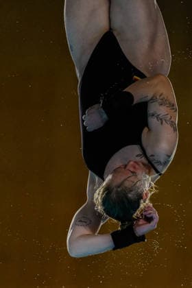 Pauline Alexandra Pfeif of Germany competes in the Diving Women s 10m Platform Preliminary during the European Aquatics Championships at the Olympic Aquatic Center in Paris (France), August 3, 2026. Andrea Staccioli