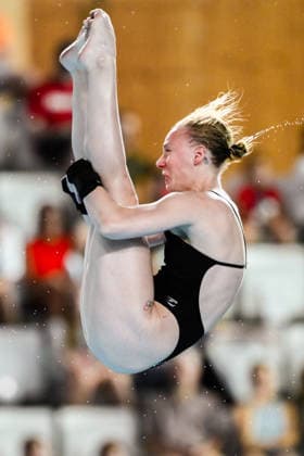 Pauline Alexandra Pfeif of Germany competes in the Diving Women s 10m Platform Preliminary during the European Aquatics Championships at the Olympic Aquatic Center in Paris (France), August 3, 2026. Andrea Staccioli