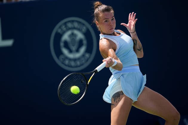 National Bank Open 2026 - Day 3 TORONTO, CANADA - AUGUST 3 : Oleksandra Oliynykova of Ukraine in action against Karolina Pliskova of Czech Republic in the round of 128 during the WTA, Tennis Damen 1000 National Bank Open in Toronto, Ontario, Canada on August 3, 2026. Mert Alper Dervis Anadolu Toronto Canada. Editorial use only. Please get in touch for any other usage.  Copyright: x2026xAnadoluxMertxAlperxDervisx