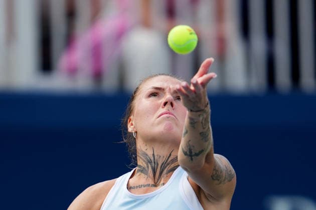National Bank Open 2026 - Day 3 TORONTO, CANADA - AUGUST 3 : Oleksandra Oliynykova of Ukraine in action against Karolina Pliskova of Czech Republic in the round of 128 during the WTA, Tennis Damen 1000 National Bank Open in Toronto, Ontario, Canada on August 3, 2026. Mert Alper Dervis Anadolu Toronto Canada. Editorial use only. Please get in touch for any other usage.  Copyright: x2026xAnadoluxMertxAlperxDervisx