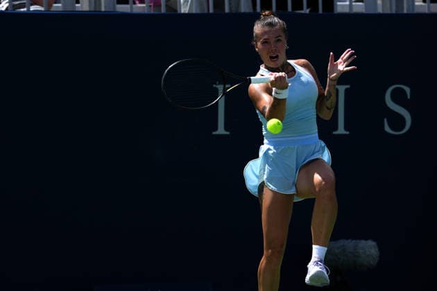 National Bank Open 2026 - Day 3 TORONTO, CANADA - AUGUST 3 : Oleksandra Oliynykova of Ukraine in action against Karolina Pliskova of Czech Republic in the round of 128 during the WTA, Tennis Damen 1000 National Bank Open in Toronto, Ontario, Canada on August 3, 2026. Mert Alper Dervis Anadolu Toronto Canada. Editorial use only. Please get in touch for any other usage.  Copyright: x2026xAnadoluxMertxAlperxDervisx