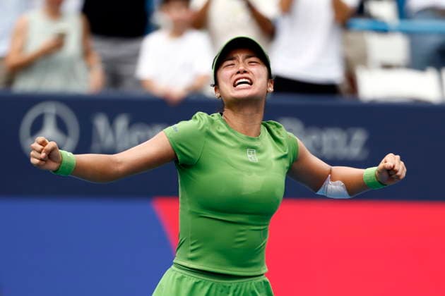 Washington DC Open tennis tournament Alexandra Eala of the Philippines celebrates after beating Jessica Pegula of the USA in their Women™s Final match at the Washington DC Open tennis tournament, in Washington, DC, USA, 03 August 2026. WASHINGTON DC UNITED STATES  Copyright: xWILLxOLIVERx