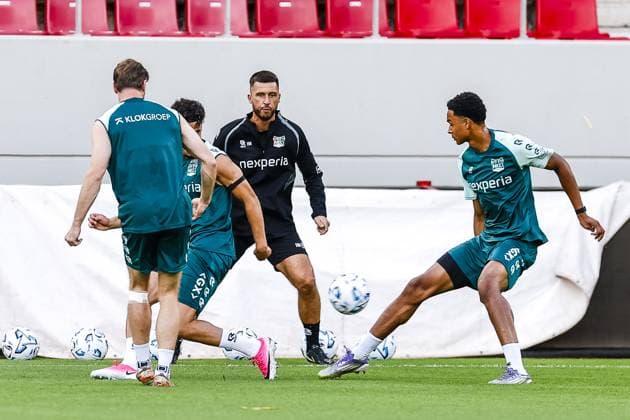 Athens , 03-08-2026 , Stadio Georgios Karaiskakis , third qualifying round of the Champions League , season 2026 2027 , training NEC in Athens , picture shows warming up Training NEC Athens  x205435290x Copyright: