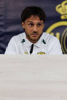 Union s Kevin Mac Allister pictured during a press conference, PK, Pressekonferenz of Belgian Royale Union Saint-Gilloise, Monday 03 August 2026 in Oostende, in preparations of the first leg of the third qualifying round for the UEFA Champions League against Norwegian Bodo Glimt. KURTxDESPLENTER  x182700688x