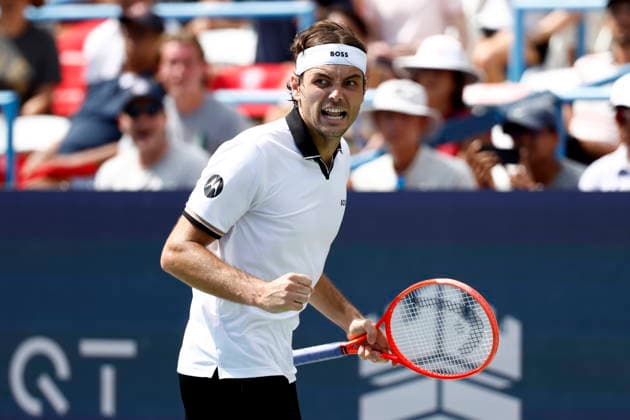 Washington DC Open tennis tournament Taylor Fritz of the USA celebrates a point agaisnt Rafael Jodar of Spain in their Mens Final match at the Washington DC Open tennis tournament, in Washington, DC, USA, 03 August 2026. WASHINGTON DC UNITED STATES  Copyright: xWILLxOLIVERx