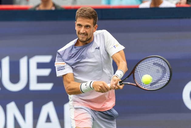 August 3, 2026, Montreal, Quebec, Canada: VIT KOPRIZA from Czech Republic backhand in match against Alexis Galarneau from Canada in first round at Canadian Open at IGA stadium in Montreal, Quebec, Canada on 2026-08-03 TENNIS: Canadian Open Montreal 2026  - ZUMAl189 20260803_zsp_l189_017 Copyright: xYannickxLegarex