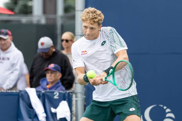 August 3, 2026, Montreal, Quebec, Canada: MARTIN LANDALUCE from Spain backhand in match against Nicolas Mejia from Colombia in first round at Canadian Open at IGA stadium in Montreal, Quebec, Canada on 2026-08-03 TENNIS: Canadian Open Montreal 2026  - ZUMAl189 20260803_zsp_l189_021 Copyright: xYannickxLegarex