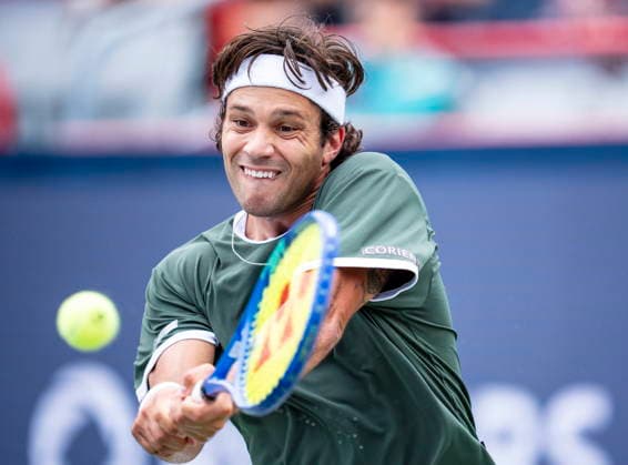 August 3, 2026, Montreal, Pq, Canada: Alexis Galarneau of Canada returns the ball during his first round match against Vit Kopriva, of Czechia, on day two of the National Bank Open tennis tournament in Montreal on Monday August 3, 2026. Canada News - August 3, 2026  - ZUMAc35_ 20260803_zaf_c35_025 Copyright: xChristopherxKatsarovx