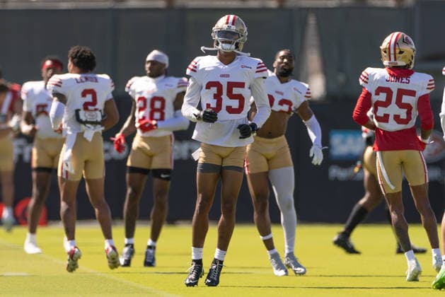 NFL, American Football Herren, USA San Francisco 49ers Training Camp Aug 3, 2026; Santa Clara, California, USA; San Francisco 49ers cornerback Ephesians Prysock (35) warms up before the start of Training Camp at the SAP Performance Center next to Levi™s Stadium. Mandatory Credit: Stan Szeto - Image of Santa Clara California USA EDITORIAL USE ONLY Copyright: xStanxSzetox StanxSzetox iosphotos416882