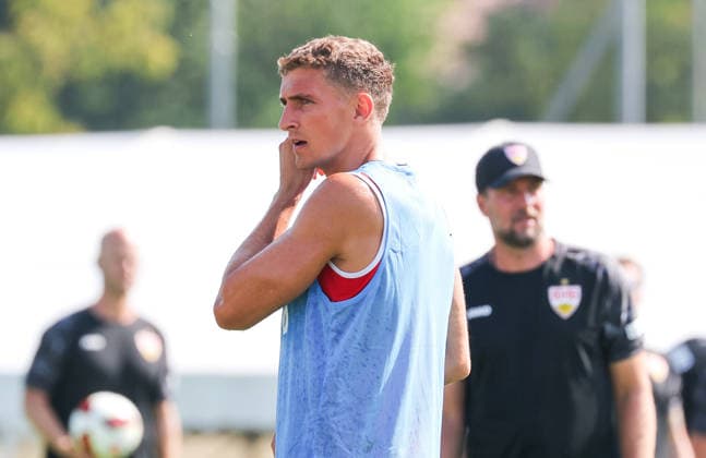 04.08.2026, Deutschland, Grassau, Fußball Bundesliga, Saison 2026 2027, Trainingslager VfB Stuttgart, Grischa Prömel *** August 4, 2026, Germany, Grassau, Bundesliga, 2026–2027 season, VfB Stuttgart training camp, Grischa Prömel