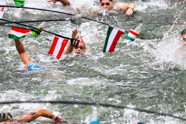 SWIMMING - EAC 2026 PARIS,FRANCE,04.AUG.26 - SWIMMING - European Aquatics Championships Paris 2026, open water, 10km, men. Image shows Luca Karl (AUT).  GEPAxpictures xPhilippxBrem