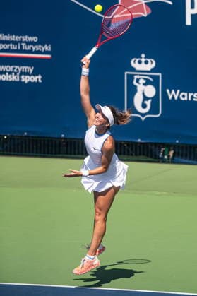 Warszawa 04.08.2026. Tennis. WTA, Tennis Damen 125 Warsaw T-Mobile Polish Open, day 3, Warsaw, Poland --- Tenis. Turniej WTA 125 Warsaw T-Mobile Polish Open, dzien 3, Warszawa Persons shown : Justina Mikulskyte Fot. Kai Taller Arena Akcji NEWSPIX.PL --- newspix.pl POLAND OUT! 