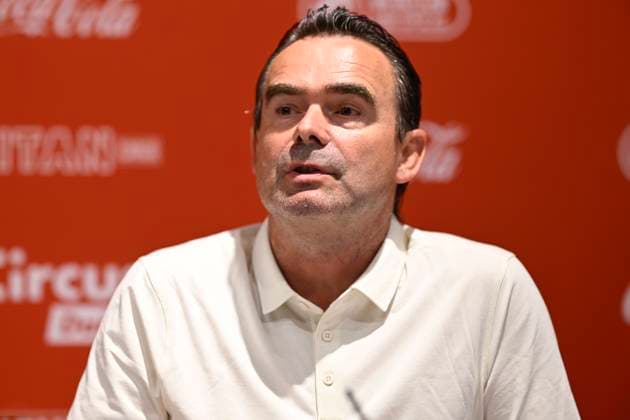 Antwerp FC presents new signing head coach Compper Marvin ANTWERPEN, BELGIUM - AUGUST 04 : New signing head coach of Antwerp FC Compper Marvin talking to the press during his official presentation together with Overmars Marc sports director of Royal Antwerp FC and Jacques Sven general director of Royal Antwerp FC at the Bosuil stadium pressroom on August 04, 2026 in Antwerpen, Belgium, 04 08 2026 Antwerpen Belgium  Copyright: xNicoxVereeckenx