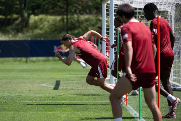 Sprinttests bei 35 Grad im Schatten, RB Leipzig, Fussball, Trainingslager Austria, Saison Vorbereitung, Saison 2026 2027, GER, 04.08.2026, Eibner-Pressefoto Andreas Ulmer RB Leipzig, Fussball, Trainingslager Austria, Saison Vorbereitung, Saison 2026 2027, GER, 04.08.2026, *** Sprint tests at 35 degrees in the shade, RB Leipzig, soccer, training camp in Austria, preseason, 2026–2027 season, GER, August 4, 2026, Eibner Press Photo by Andreas Ulmer, RB Leipzig, soccer, training camp in Austria, preseason, 2026–2027 season, GER, August 4, 2026, Copyright: xEibner-Pressefoto AndreasxUlmerx EP_AUR