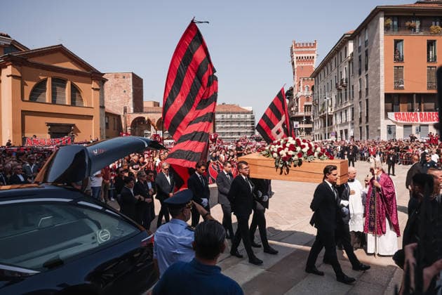 The Funeral Of The Italian AC Milan Former Soccer Player Franco Baresi In Milan A moment of the funeral of Italian AC Milan former soccer player Franco Baresi in Milan, Italy, on August 4, 2026. Milan Italy  Copyright: xAlessandroxBremecx originalFilename:bremec-thefuner260804_npV45.jpg