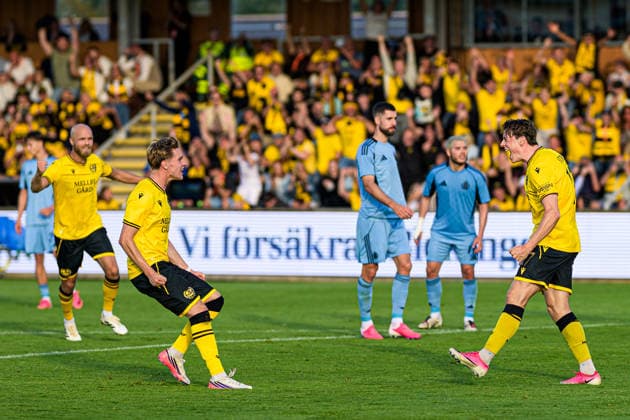 260804 Elliot Stroud of Mjällby celebrates after 1-0 during the Champions League football qualifying match between Mjällby and Slovan Bratislava on August 4, 2026 in Hällevik. Photo: Christoffer Borg Mattisson BILDBYRAN COP 261 CB0545 fotboll football soccer fotball uefa champions league champions league mjällby slovan bratislava bbeng jubel *** August 4, 2026: Elliot Stroud of Mjällby celebrates after scoring the 1-0 goal during the Champions League soccer qualifying match between Mjällby and Slovan Bratislava on August 4, 2026 in Hällevik. Photo by Christoffer Borg Mattisson, BILDBYRAN COP 261 CB0545 soccer football UEFA Champions League Mjällby Slovan Bratislava BBENG celebration  Copyright: CHRISTOFFERxBORGxMATTISSON BB260804CB093