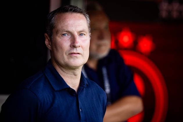 SPARTA PRAGUE - OLYMPIQUE LYONNAIS Head coach of Sparta Brian Priske during the first leg of third qualifying round of UEFA Champions league football match between AC Sparta Praha and Olympique Lyonnais at the Epet arena Stadium Letna. Prague, Czechia, August 04, 2026. Photo by Branislav Racko Copyright: xx 080A4503