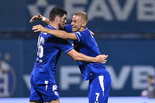 Croatia, Zagreb, 040826. Maksimir Stadium. Football match of the third round of UEFA Champions League qualification, GNK Dinamo - FK Kauno Zalgiris. In the photo: Dinamo players celebrating. Photo: Damir Krajac CROPIX Copyright: xxDamirxKrajacx dk_dinamo_kauno48-040826