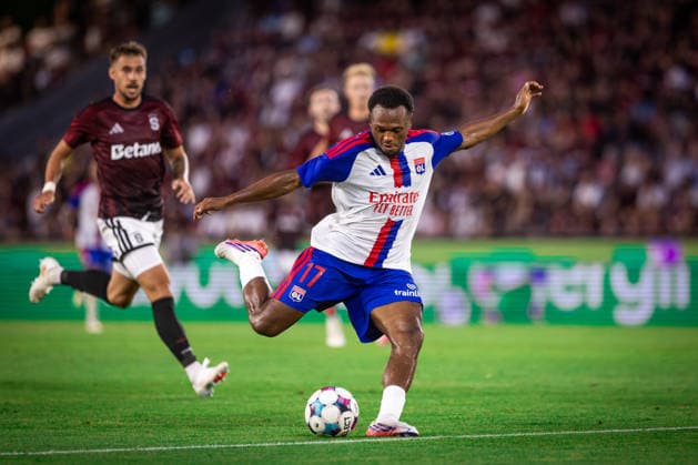 SPARTA PRAGUE - OLYMPIQUE LYONNAIS Lois Openda of Lyon during the first leg of third qualifying round of UEFA Champions league football match between AC Sparta Praha and Olympique Lyonnais at the Epet arena Stadium Letna. Prague, Czechia, August 04, 2026. Photo by Branislav Racko Copyright: xx 080A5174