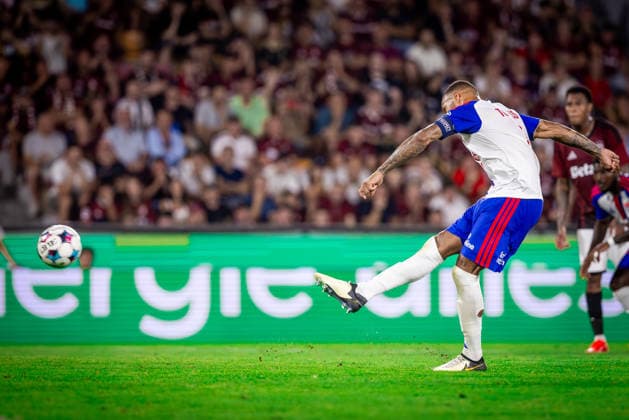 SPARTA PRAGUE - OLYMPIQUE LYONNAIS Corentin Tolisso of Lyon tooks a penalty kick during the first leg of third qualifying round of UEFA Champions league football match between AC Sparta Praha and Olympique Lyonnais at the Epet arena Stadium Letna. Prague, Czechia, August 04, 2026. Photo by Branislav Racko Copyright: xx 080A6047
