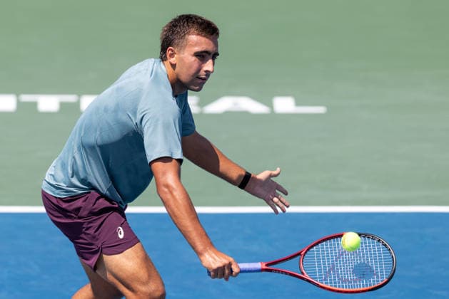 August 4, 2026, Montreal, Quebec, Canada: DANIEL MERIDA from Spain volley in match against Liam Draxl from Canada in first round at Canadian Open at IGA stadium in Montreal, Quebec, Canada on 2026-08-04 Montreal Canada - ZUMAl189 20260804_zsp_l189_061 Copyright: xYannickxLegarex