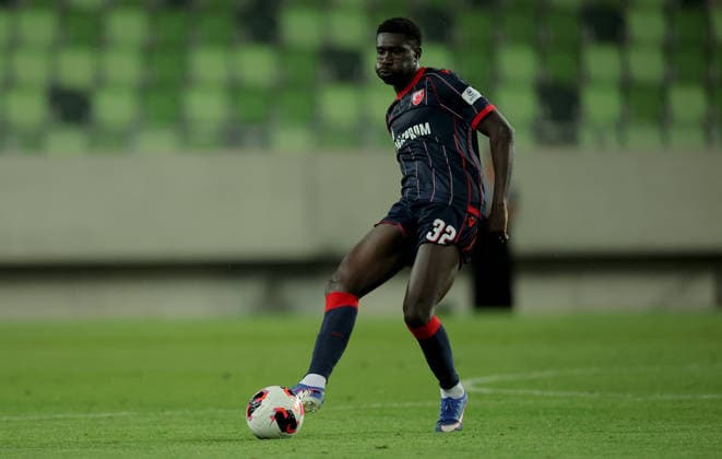 Crvena Zvezda v Hapoel Beer Sheva, UEFA Champions League third qualifying round, first leg, Season 2026 2027 Szombathely, Hungary. 4th August, 2026. Crvena Zvezda s Derrick Luckassen during the UEFA Champions League third qualifying round, first leg football match between Crvena Zvezda (Red Star) and Hapoel Be er Sheva at the Haladas Stadium on August 4, 2026 in Szombathely, Hungary. Szombathely Hungary Copyright: xPedjaxMilosavljevicx x