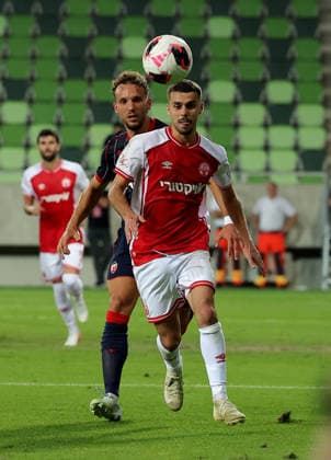 Crvena Zvezda v Hapoel Beer Sheva, UEFA Champions League third qualifying round, first leg, Season 2026 2027 Szombathely, Hungary. 4th August, 2026. Hapoel s Zahi Ahmad during the UEFA Champions League third qualifying round, first leg football match between Crvena Zvezda (Red Star) and Hapoel Be er Sheva at the Haladas Stadium on August 4, 2026 in Szombathely, Hungary. Szombathely Hungary Copyright: xPedjaxMilosavljevicx x