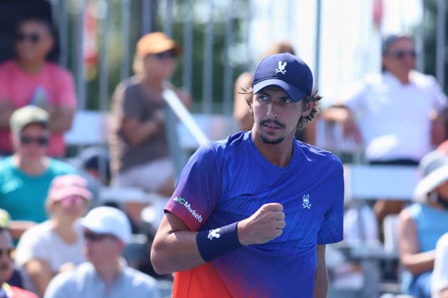ATP, Tennis Herren Masters 1000 National Bank Open Montreal 2026 - Round of 64 - Day 4 Alexei Popyrin of Australia celebrates after a point during the Men™s Singles round of 64 match against Roman Andres Burruchaga of Argentina on day 4 of the ATP Masters1000 National Bank Open at IGA Stadium. on August 4, 2026, in Montreal, Canada. (Photo by Horacio Zamora Eyepix Group) Copyright: xHoracioxZamorax xEyepixxGroupx HZ_04082026_193808