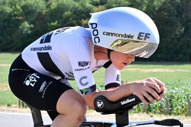 04.08.2026 --- Lacets de Marsannay, Frankreich --- Radsport --- Tour De France Femmes --- 4. Etappe Einzelzeitfahren von Gevrey-Chambertin nach Dijon --- --- Kristen Faulkner (EF Education Oatly) Tour De France Femmes stage 4 *** August 4, 2026, Lacets de Marsannay, France, Cycling, Tour de France Femmes, Stage 4, Individual Time Trial from Gevrey-Chambertin to Dijon, Kristen Faulkner, EF Education Oatly, Tour de France Femmes, Stage 4
