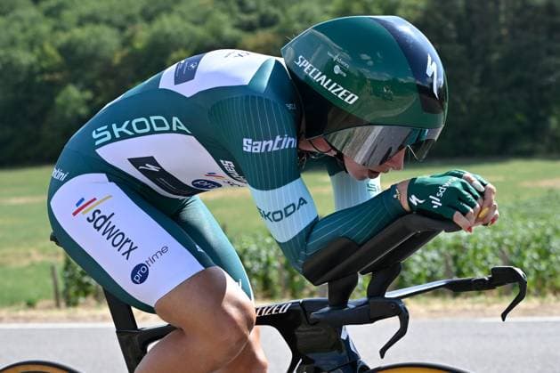 04.08.2026 --- Lacets de Marsannay, Frankreich --- Radsport --- Tour De France Femmes --- 4. Etappe Einzelzeitfahren von Gevrey-Chambertin nach Dijon --- --- Lorena Wiebes (SD Worx) Tour De France Femmes stage 4 *** August 4, 2026, Lacets de Marsannay, France, Cycling, Tour de France Femmes, Stage 4, Individual Time Trial from Gevrey-Chambertin to Dijon, Lorena Wiebes, SD Worx, Tour de France Femmes, Stage 4