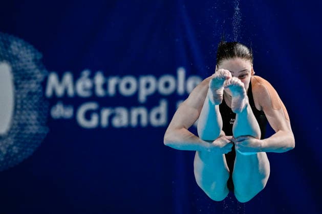 Elizaveta Kuzina of Neutral Athlete B reacts after competing in the Diving Women s 3m Springboard Final during the European Aquatics Championships at the Olympic Aquatic Center in Paris (France), August 4, 2026. Andrea Masini Deepbluemedia Insidefoto