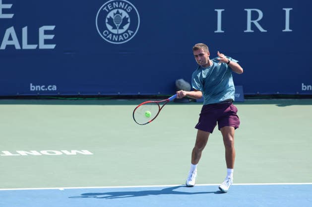 ATP, Tennis Herren Masters 1000 National Bank Open Montreal 2026 - Round of 64 - Day 4 Daniel Merida of Spain plays a forehand during the Men™s Singles round of 64 match against Liam Draxl of Canada on day 4 of the ATP Masters1000 National Bank Open at IGA Stadium. on August 4, 2026, in Montreal, Canada. (Photo by Horacio Zamora Eyepix Group) Copyright: xHoracioxZamorax xEyepixxGroupx HZ_04082026_193834