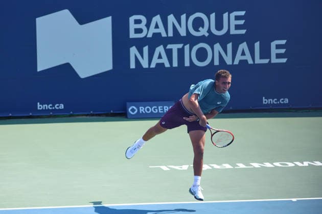 ATP, Tennis Herren Masters 1000 National Bank Open Montreal 2026 - Round of 64 - Day 4 Daniel Merida of Spain serves during the Men™s Singles round of 64 match against Liam Draxl of Canada on day 4 of the ATP Masters1000 National Bank Open at IGA Stadium. on August 4, 2026, in Montreal, Canada. (Photo by Horacio Zamora Eyepix Group) Copyright: xHoracioxZamorax xEyepixxGroupx HZ_04082026_193856