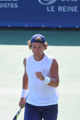 ATP, Tennis Herren Masters 1000 National Bank Open Montreal 2026 - Round of 64 - Day 4 Liam Draxl of Canada celebrates after a point during the Men™s Singles round of 64 match against Daniel Merida of Spain on day 4 of the ATP Masters1000 National Bank Open at IGA Stadium. on August 4, 2026, in Montreal, Canada. (Photo by Horacio Zamora Eyepix Group) Copyright: xHoracioxZamorax xEyepixxGroupx HZ_04082026_193848