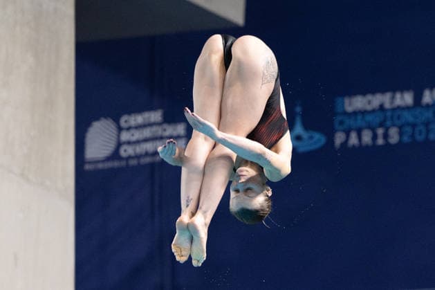 Women 3m springboard diving final European Aquatics Championships - Saint-Denis Poland s diver Kaja Skrzek competes in the women’s 3m springboard diving final event during the LEN European Aquatics Championships, at the Olympic Aquatics Centre in Saint-Denis, northeastern suburbs of Paris, on August 4, 2026. Photo by Raphael Lafargue ABACAPRESS.COM Saint-Denis France  Copyright: xLafarguexRaphael ABACAx