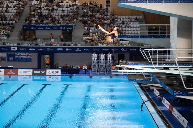 Women 3m springboard diving final European Aquatics Championships - Saint-Denis Italy s diver Elisa Pizzini competes in the women’s 3m springboard diving final event during the LEN European Aquatics Championships, at the Olympic Aquatics Centre in Saint-Denis, northeastern suburbs of Paris, on August 4, 2026. Photo by Raphael Lafargue ABACAPRESS.COM Saint-Denis France  Copyright: xLafarguexRaphael ABACAx