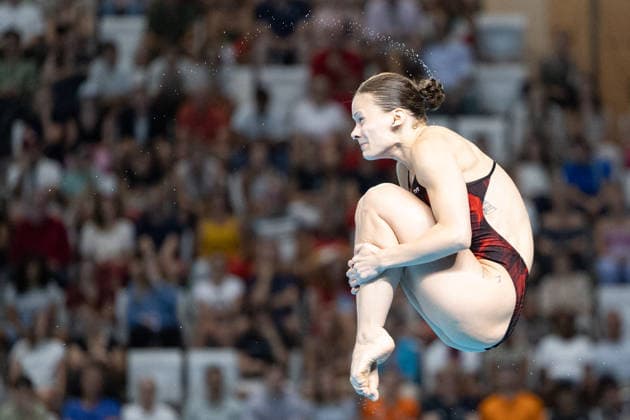 Women 3m springboard diving final European Aquatics Championships - Saint-Denis Poland s diver Kaja Skrzek competes in the women’s 3m springboard diving final event during the LEN European Aquatics Championships, at the Olympic Aquatics Centre in Saint-Denis, northeastern suburbs of Paris, on August 4, 2026. Photo by Raphael Lafargue ABACAPRESS.COM Saint-Denis France  Copyright: xLafarguexRaphael ABACAx