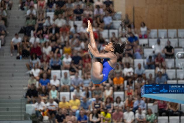 Women 3m springboard diving final European Aquatics Championships - Saint-Denis Britain s diver Desharne Bent-Ashmeil competes in the women’s 3m springboard diving final event during the LEN European Aquatics Championships, at the Olympic Aquatics Centre in Saint-Denis, northeastern suburbs of Paris, on August 4, 2026. Photo by Raphael Lafargue ABACAPRESS.COM Saint-Denis France  Copyright: xLafarguexRaphael ABACAx