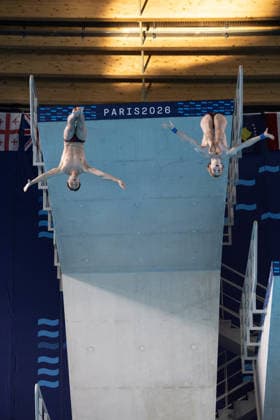 Men 10m platform synchro diving final European Aquatics Championships - Saint-Denis Divers compete in the men’s 10m platform synchro diving final event during the LEN European Aquatics Championships, at the Olympic Aquatics Centre in Saint-Denis, northeastern suburbs of Paris, on August 4, 2026. Photo by Raphael Lafargue ABACAPRESS.COM Saint-Denis France  Copyright: xLafarguexRaphael ABACAx