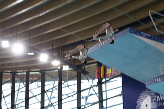 Men 10m platform synchro diving final European Aquatics Championships - Saint-Denis Neutral Athletes diver Alexandr Koloskov and Neutral Athletes diver Siarhei Malashonak compete in the men’s 10m platform synchro diving final event during the LEN European Aquatics Championships, at the Olympic Aquatics Centre in Saint-Denis, northeastern suburbs of Paris, on August 4, 2026. Photo by Raphael Lafargue ABACAPRESS.COM Saint-Denis France  Copyright: xLafarguexRaphael ABACAx