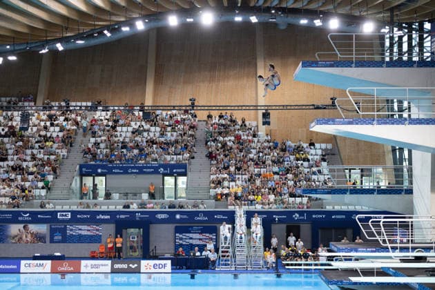 Men 10m platform synchro diving final European Aquatics Championships - Saint-Denis Neutral Athletes diver Nikita Shleikher and Neutral Athletes diver Ruslan Ternovoi compete in the men’s 10m platform synchro diving final event during the LEN European Aquatics Championships, at the Olympic Aquatics Centre in Saint-Denis, northeastern suburbs of Paris, on August 4, 2026. Photo by Raphael Lafargue ABACAPRESS.COM Saint-Denis France  Copyright: xLafarguexRaphael ABACAx