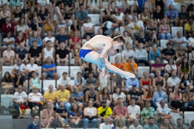 Men 10m platform synchro diving final European Aquatics Championships - Saint-Denis Neutral Athletes diver Nikita Shleikher and Neutral Athletes diver Ruslan Ternovoi compete in the men’s 10m platform synchro diving final event during the LEN European Aquatics Championships, at the Olympic Aquatics Centre in Saint-Denis, northeastern suburbs of Paris, on August 4, 2026. Photo by Raphael Lafargue ABACAPRESS.COM Saint-Denis France  Copyright: xLafarguexRaphael ABACAx