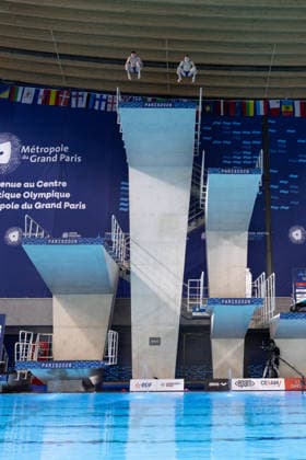Men 10m platform synchro diving final European Aquatics Championships - Saint-Denis Divers compete in the men’s 10m platform synchro diving final event during the LEN European Aquatics Championships, at the Olympic Aquatics Centre in Saint-Denis, northeastern suburbs of Paris, on August 4, 2026. Photo by Raphael Lafargue ABACAPRESS.COM Saint-Denis France  Copyright: xLafarguexRaphael ABACAx