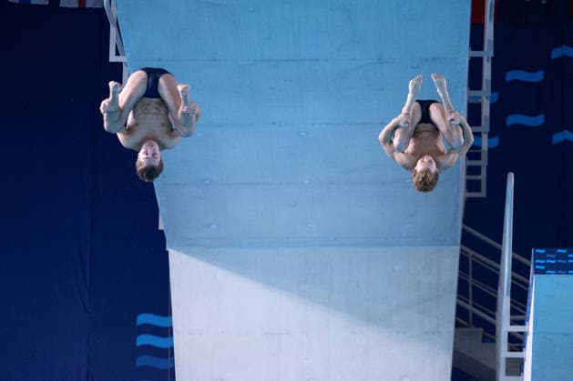 Men 10m platform synchro diving final European Aquatics Championships - Saint-Denis Divers compete in the men’s 10m platform synchro diving final event during the LEN European Aquatics Championships, at the Olympic Aquatics Centre in Saint-Denis, northeastern suburbs of Paris, on August 4, 2026. Photo by Raphael Lafargue ABACAPRESS.COM Saint-Denis France  Copyright: xLafarguexRaphael ABACAx