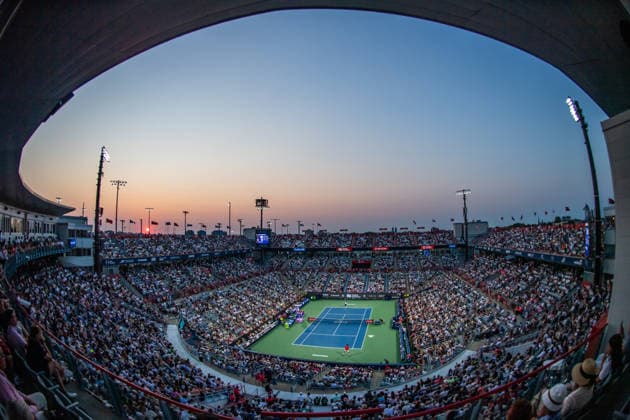MONTREAL, QC - AUGUST 04: General view of IGA Stadium featuring Frances Tiafoe from USA against Marin Cilic from Croatia during their singles second round match on day three of the ATP, Tennis Herren 1000 National Bank Open presented by Rogers at Stade IGA on August 4, 2026 in Montreal, Quebec, Canada. (Photo by Vincent Ethier Icon Sportswire) TENNIS: AUG 04 National Bank Open EDITORIAL USE ONLY Icon270804071